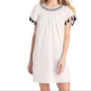 Vineyard Vines Smocked Embroidered Tassel Coverup